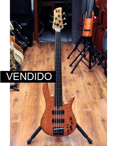 Fodera Monarch Std Special Doctorbass Edition Lined Fretless Ebony Board 5 string 17.5mm spacing-Oak Neck-Figured Redwood top